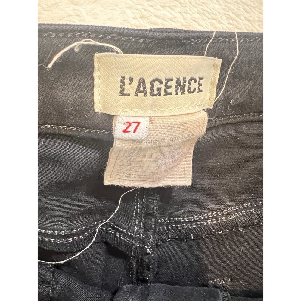 L'agence Kendra High Rise Cropped Flare Pant Noir Coated Cotton Stretch Size 27 - Picture 6 of 10